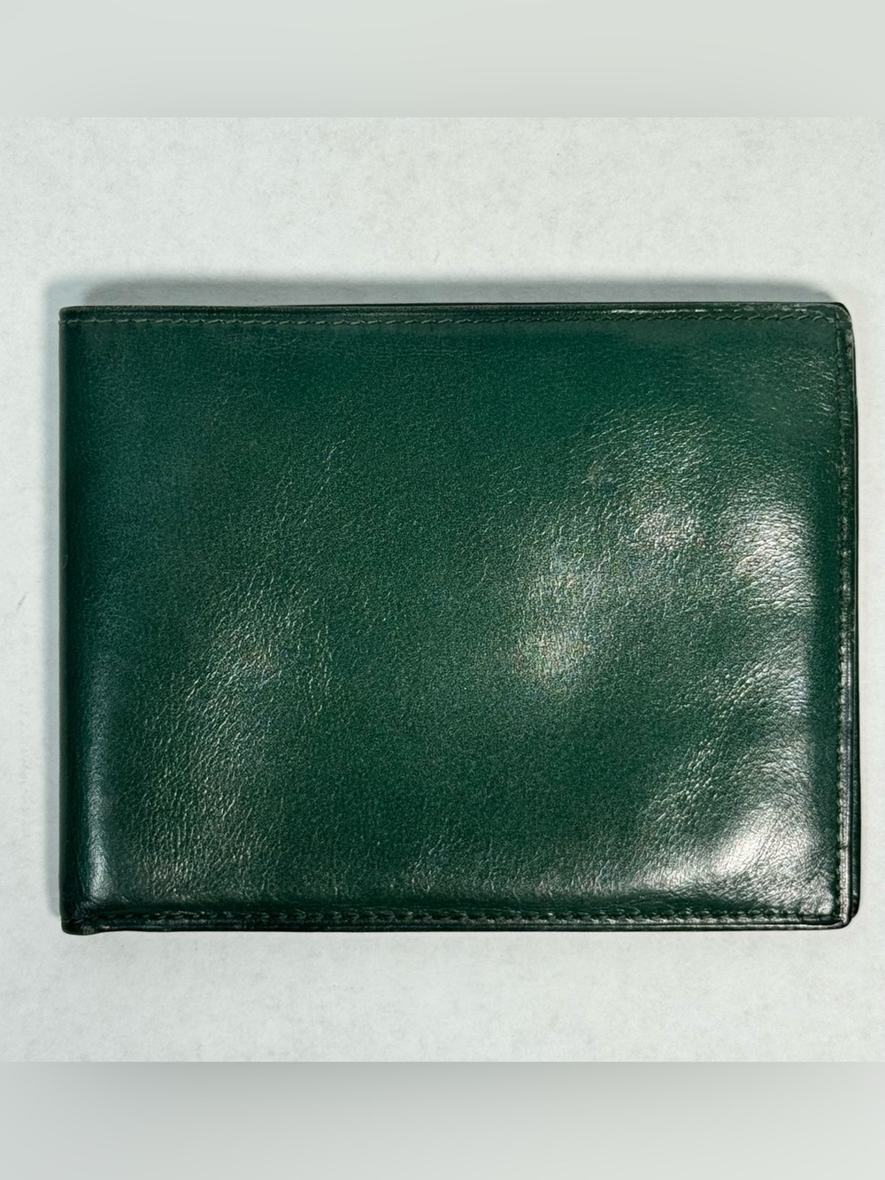 Celine Paris Vintage Green Leather Bifold Wallet Gold Logo Unisex